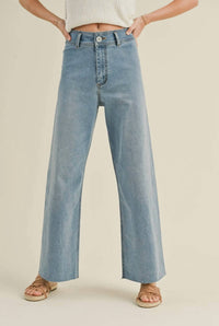 MIOU MUSE Straight Wide Leg Jean in light med wash - women's jeans