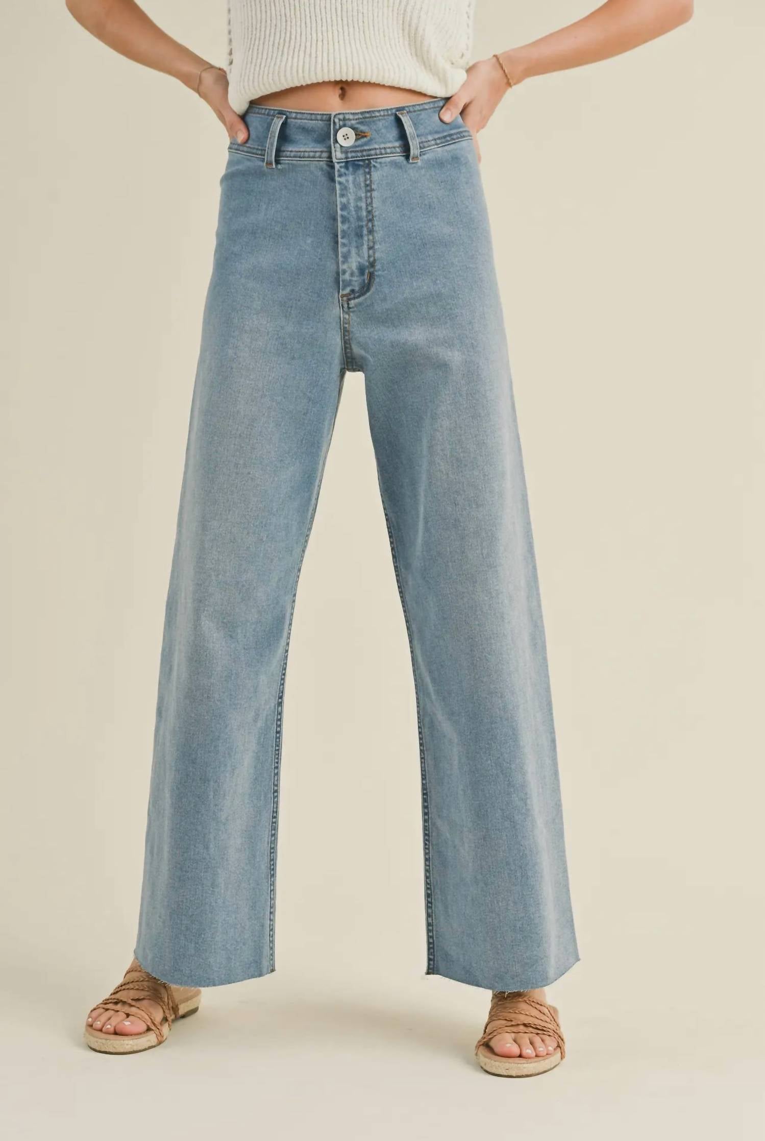 MIOU MUSE Straight Wide Leg Jean in light med wash - women's jeans