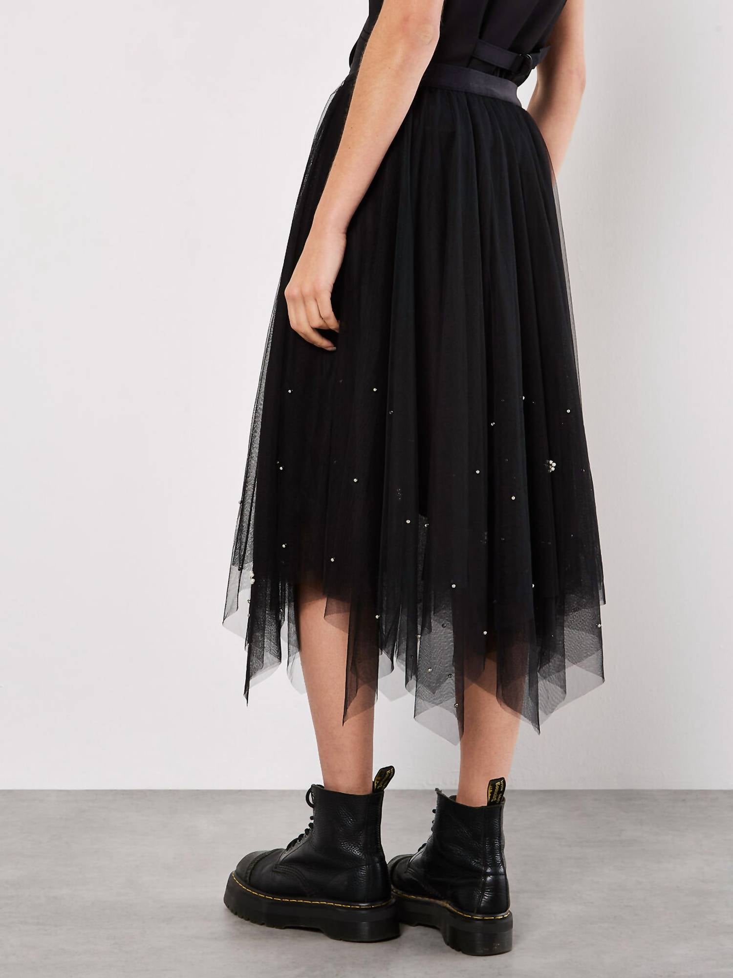 Apricot - Kayle Pearl Tulle Midi Skirt
