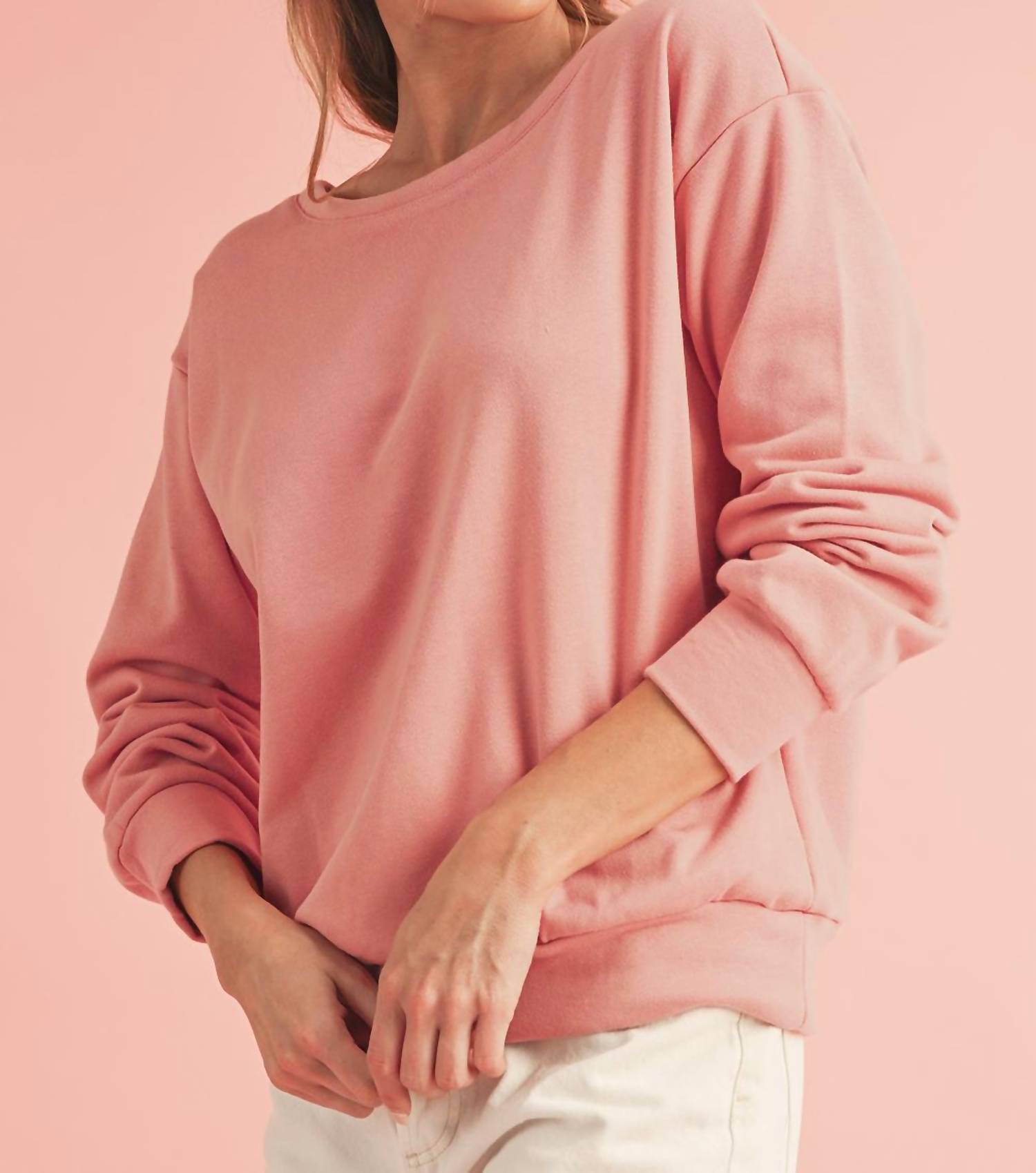 Shewin - Bowknot Round Neck Sweatshirt
