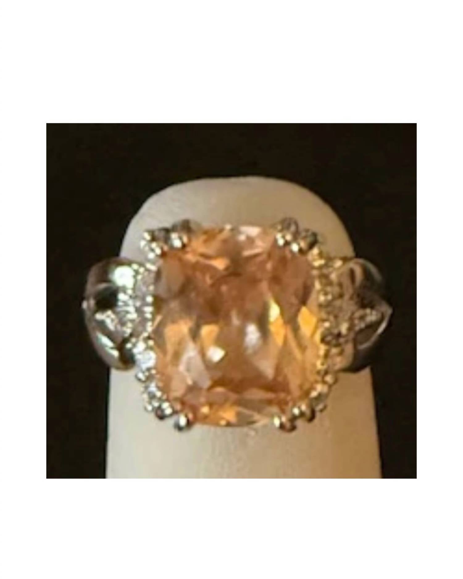 P & K Jewelry Women's Sterling Cubic Zirconia Ring in amber silver - women's jewelry - detail view