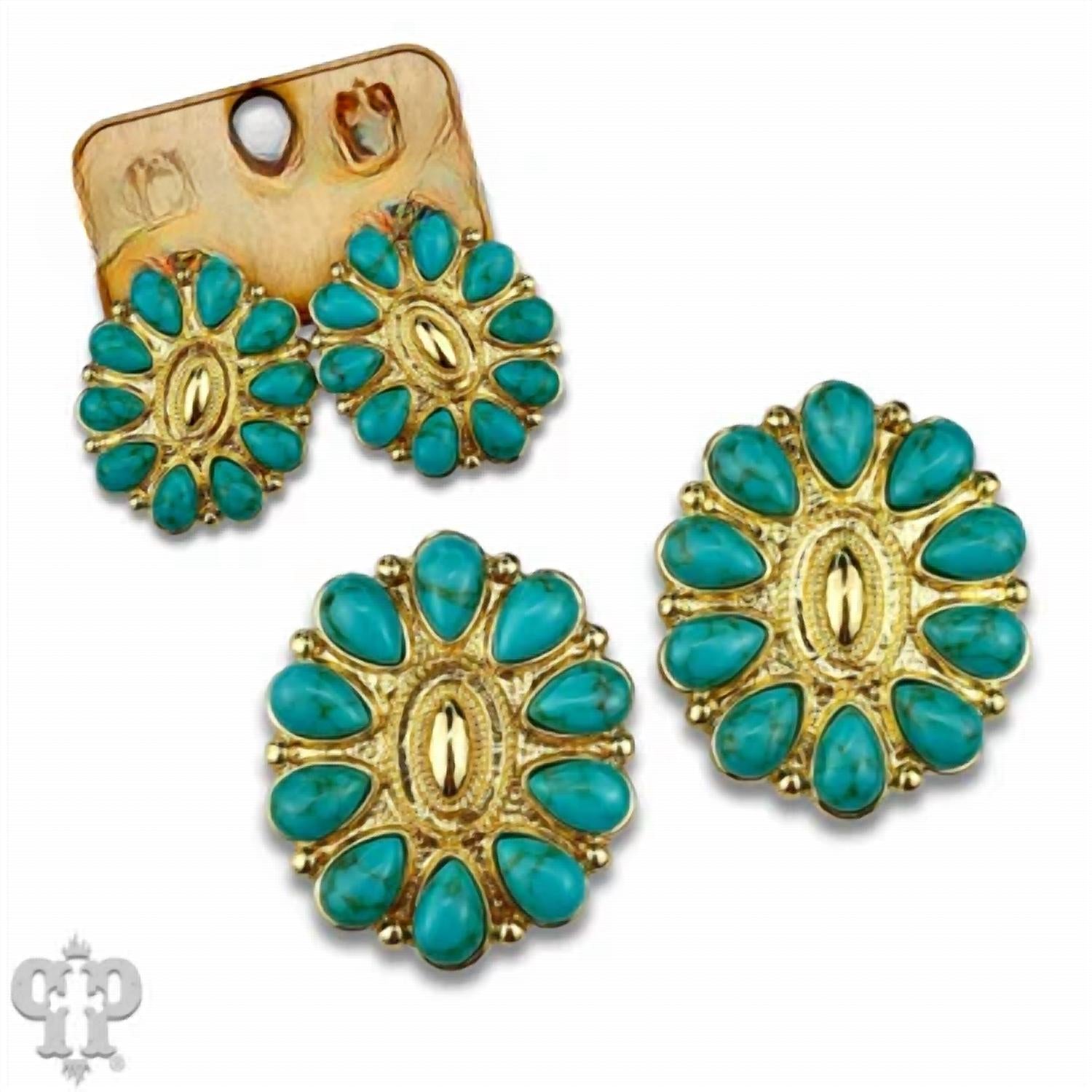 Pink Panache - Women's Concho Post Earrings