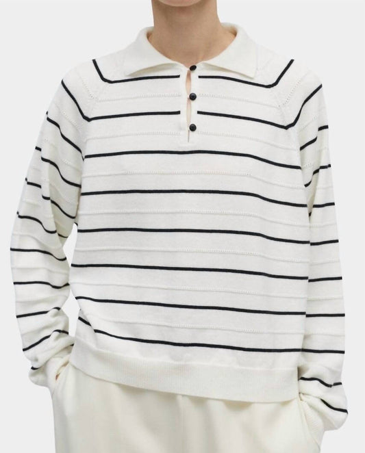 Cordera - Merino Wool Striped Polo Top