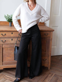 EMERSON FRY Boxy V Neck Sweater in birch wool 1 - women's sweater