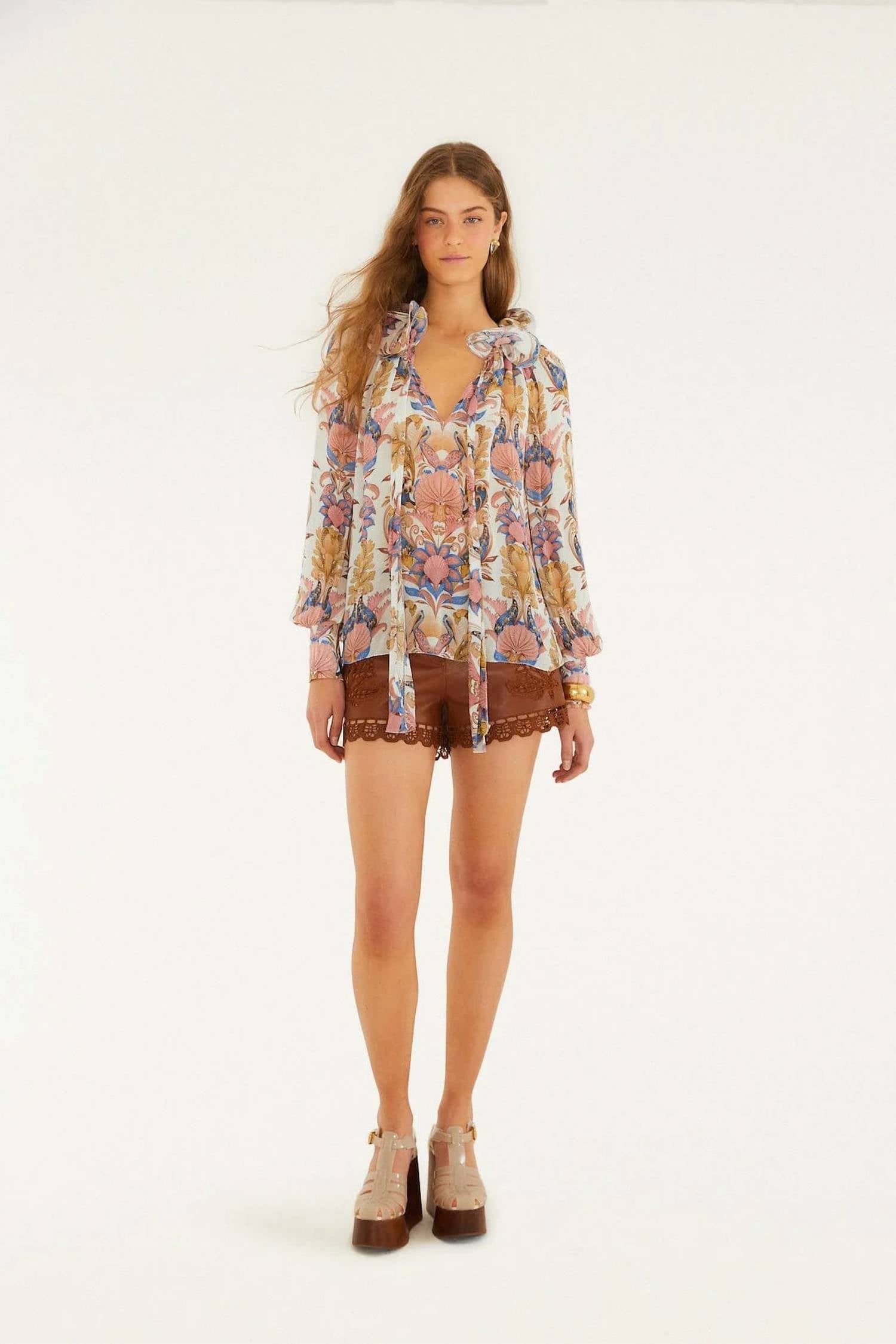 Farm Rio - Ruffled Long Sleeve Blouse