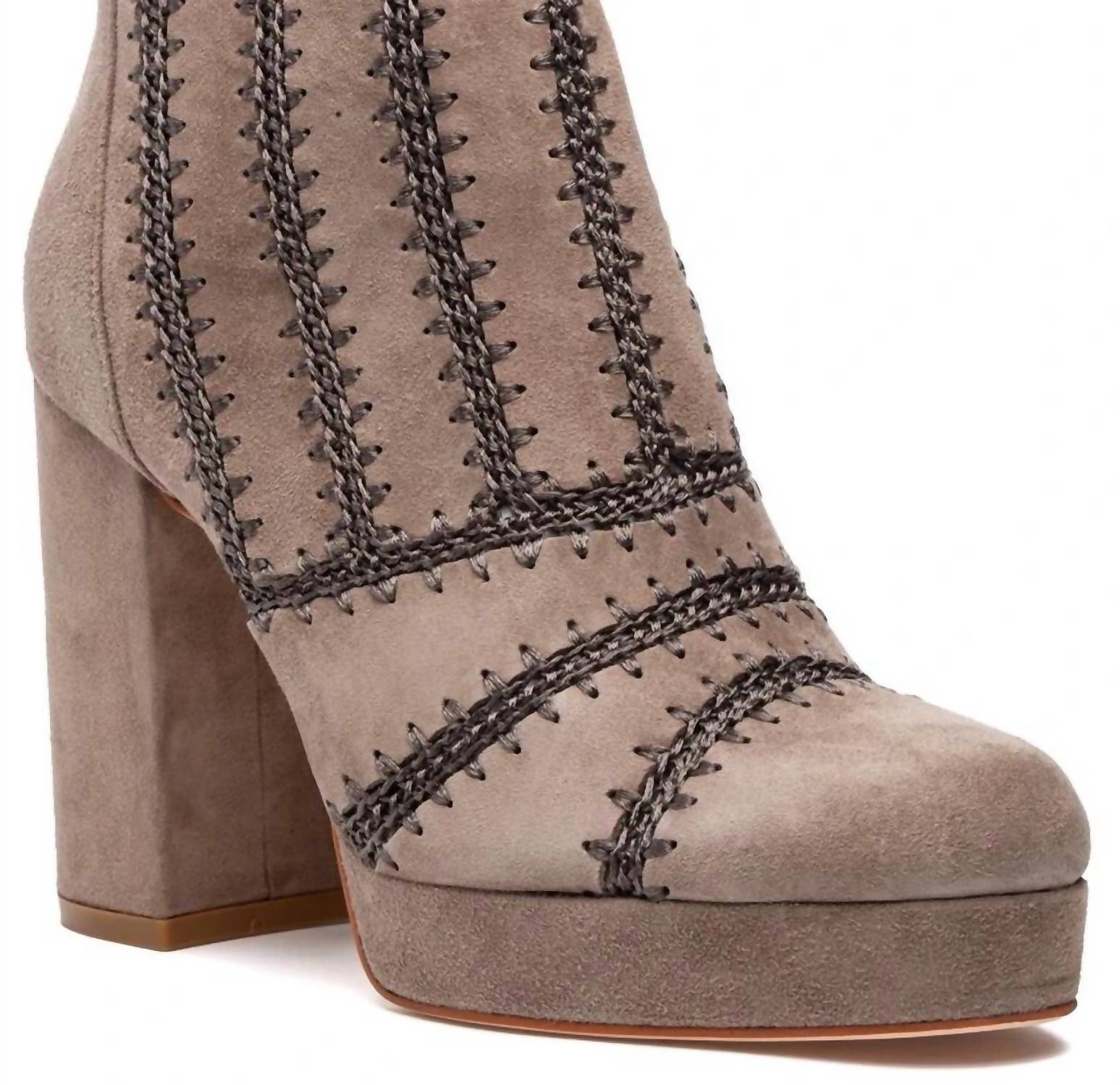 SILENT D Women's Yasmin Boot in taupe suede - women's shoe - detail view