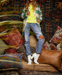 Davi & Dani - Plaid Open Jacket - Plus