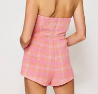 Line And Dot - Women's Leeza Strapless Tweed Romper
