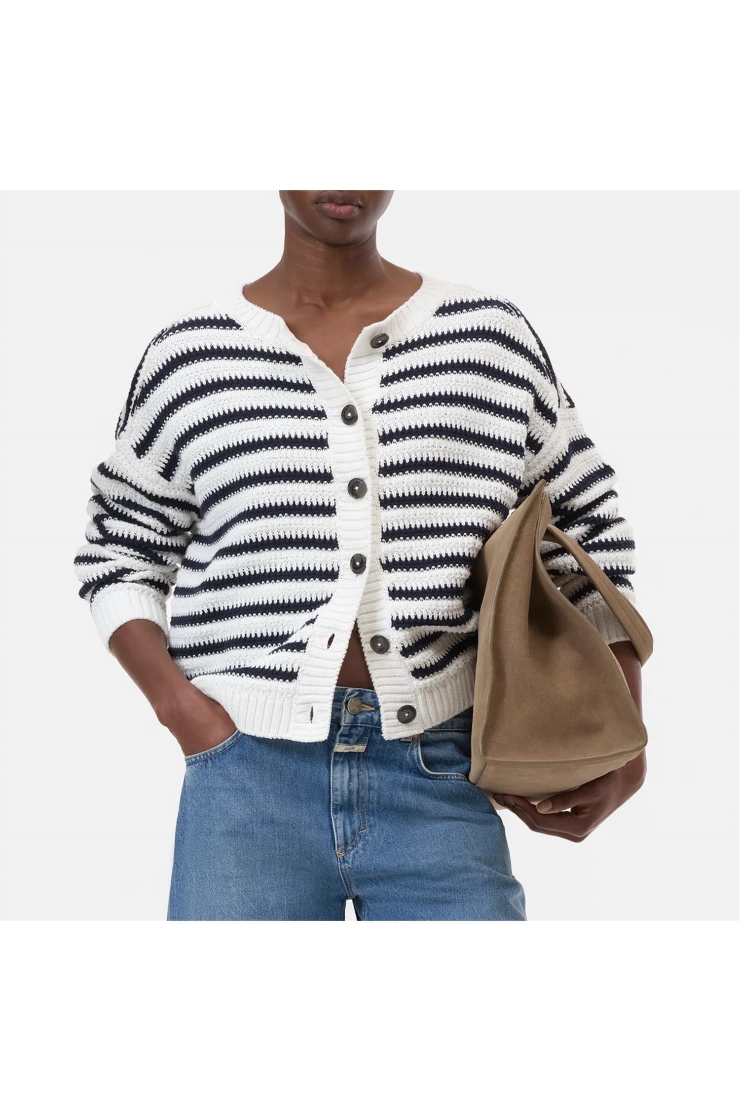 Closed - Striped Crew Cardigan