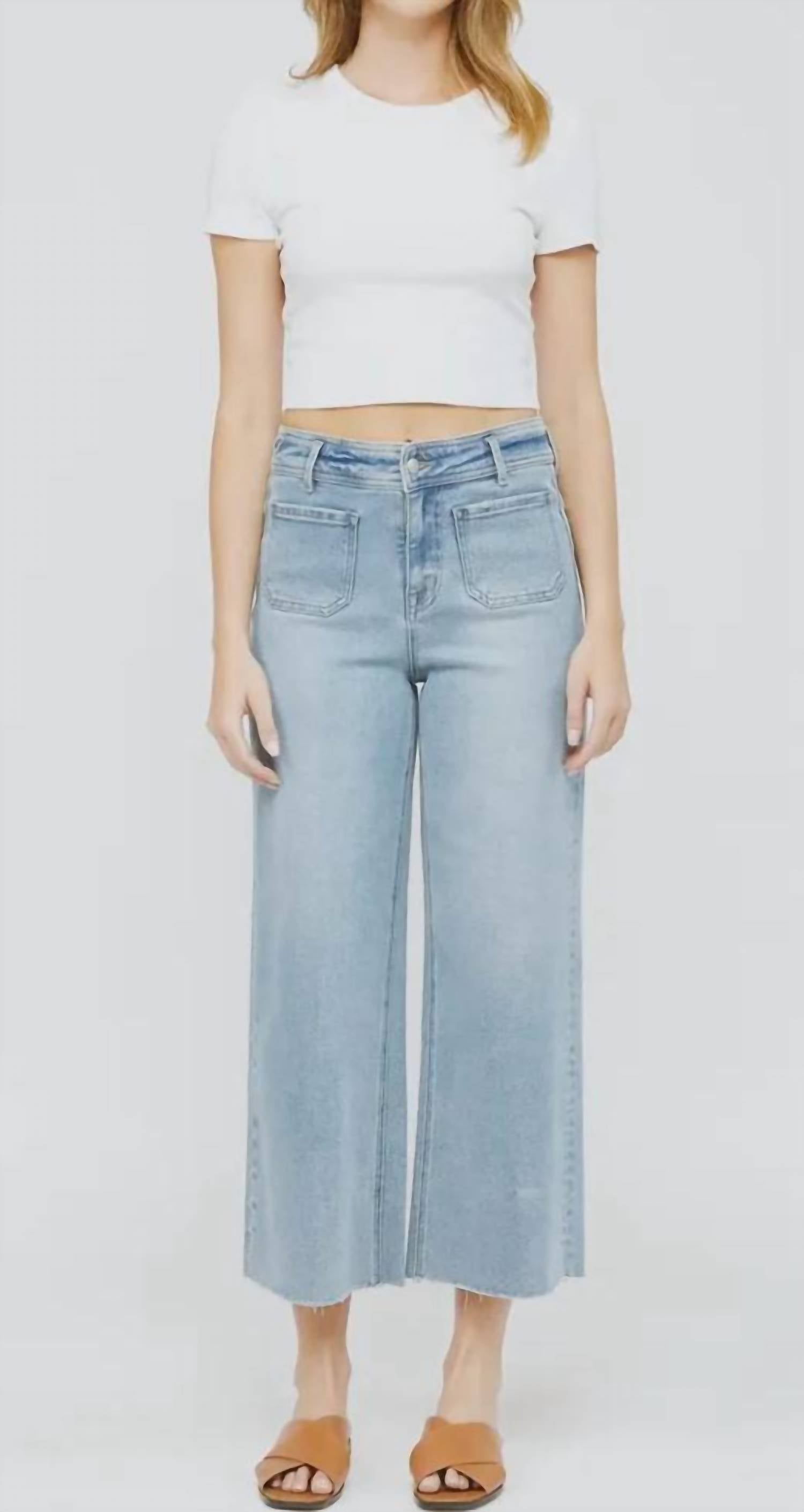 Mica Denim - Lucy Front Pocket Cropped Wide Leg Jeans