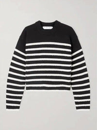 Proenza Schouler Nia Stripe Sweater in black white - women's sweater - alternate view