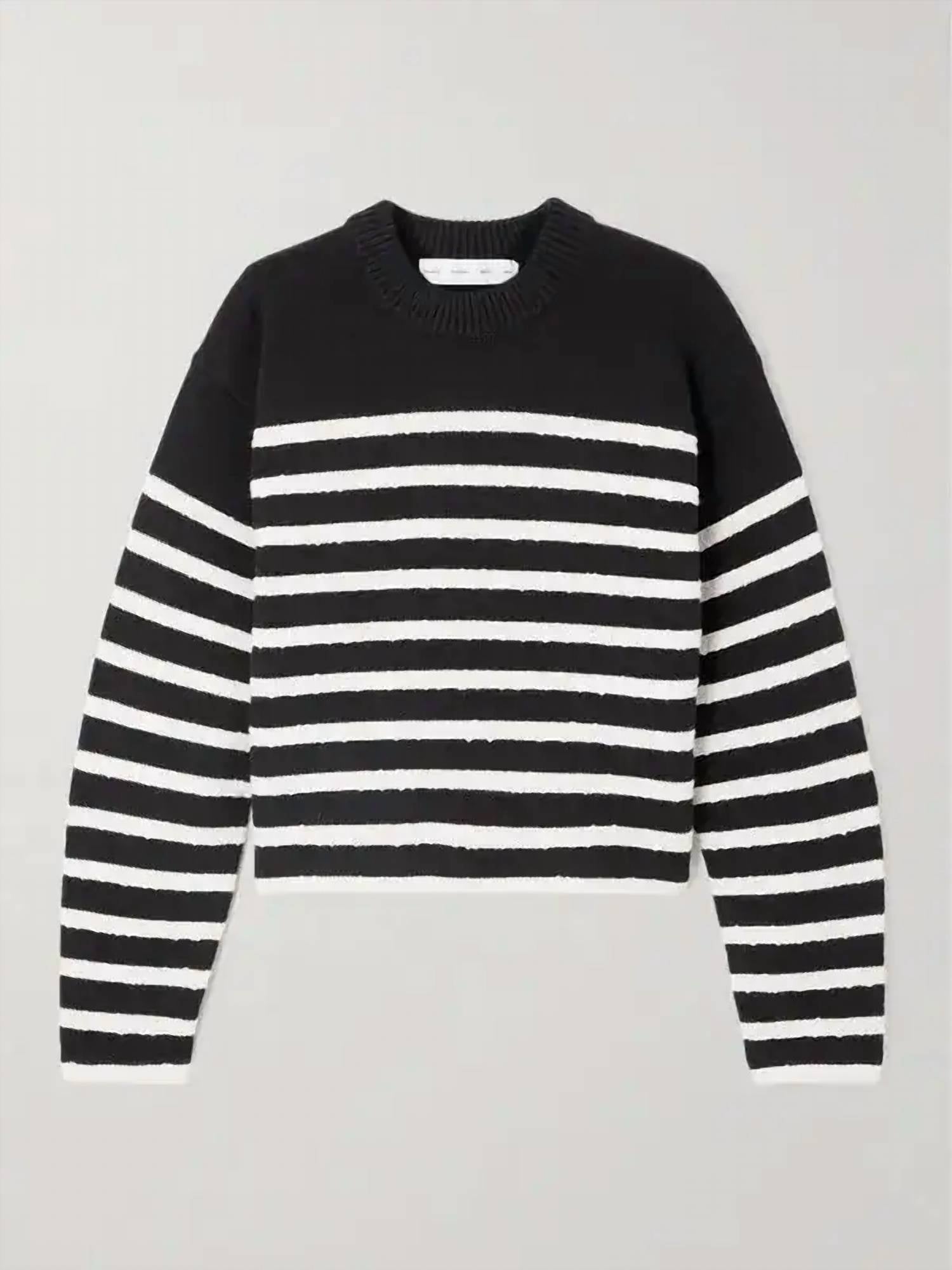 Proenza Schouler Nia Stripe Sweater in black white - women's sweater - alternate view