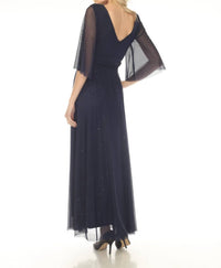 Joseph Ribkoff Shimmery A-line Evening Gown in navy - women's dress - alternate view