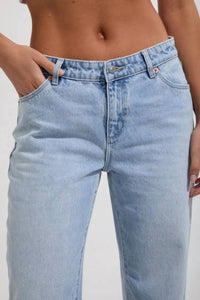 ROLLA'S Heidi Low Straight Leg Jeans in blue - women's jeans - detail view