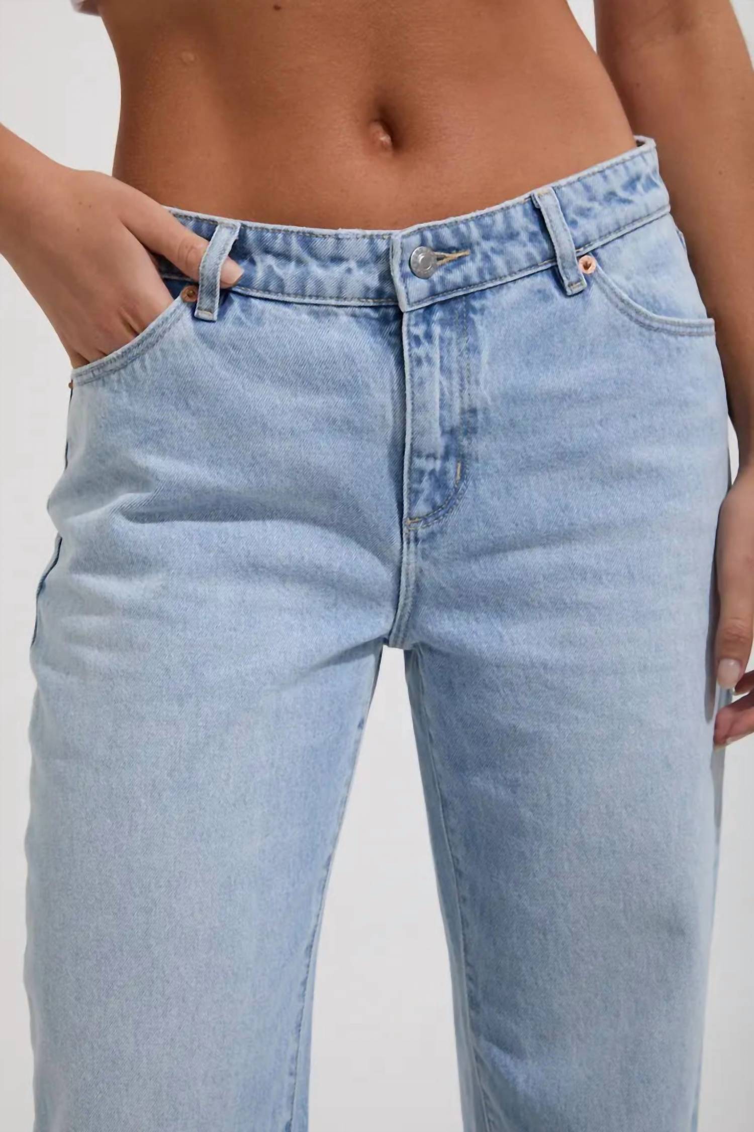 ROLLA'S Heidi Low Straight Leg Jeans in blue - women's jeans - detail view