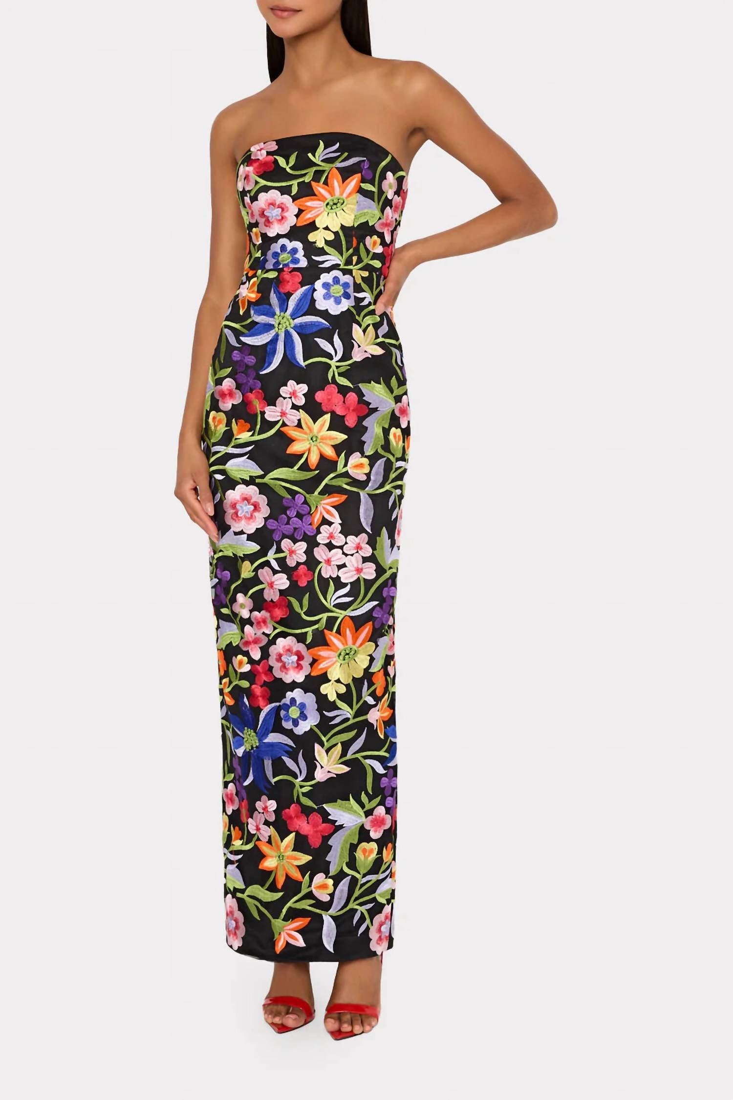 Milly - Women's Magnolia Mesh Embroidery Maxi Dress