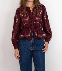 SEA Edwina Top in burgundy - women's blouse - view 4