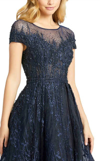 Mac Duggal - Long Formal Cap Sleeve Evening Gown