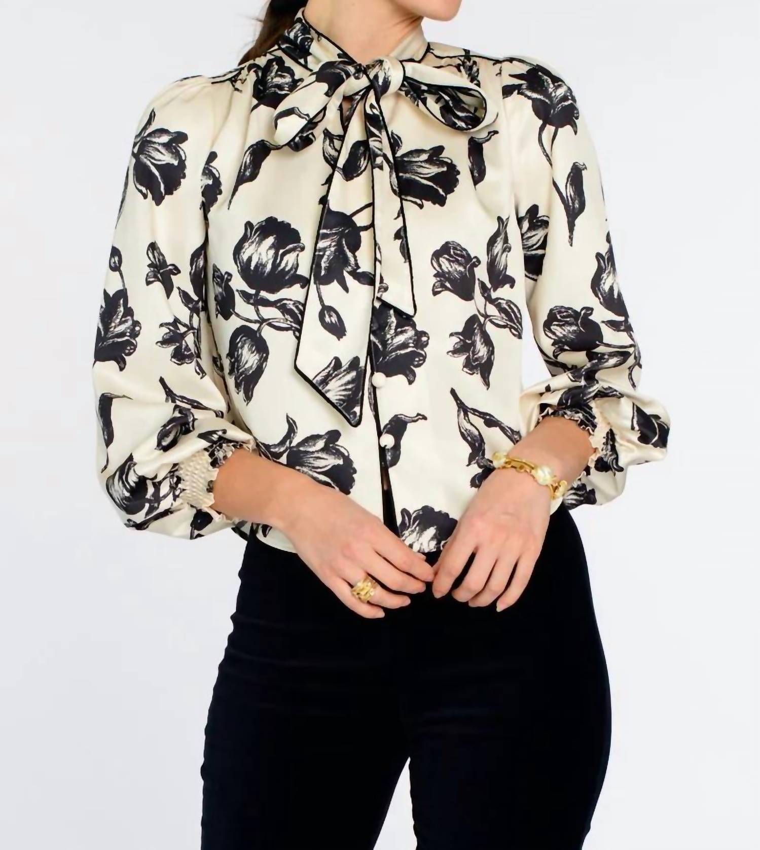 Elizabeth James The Label - Britt Bow Long Sleeve Blouse