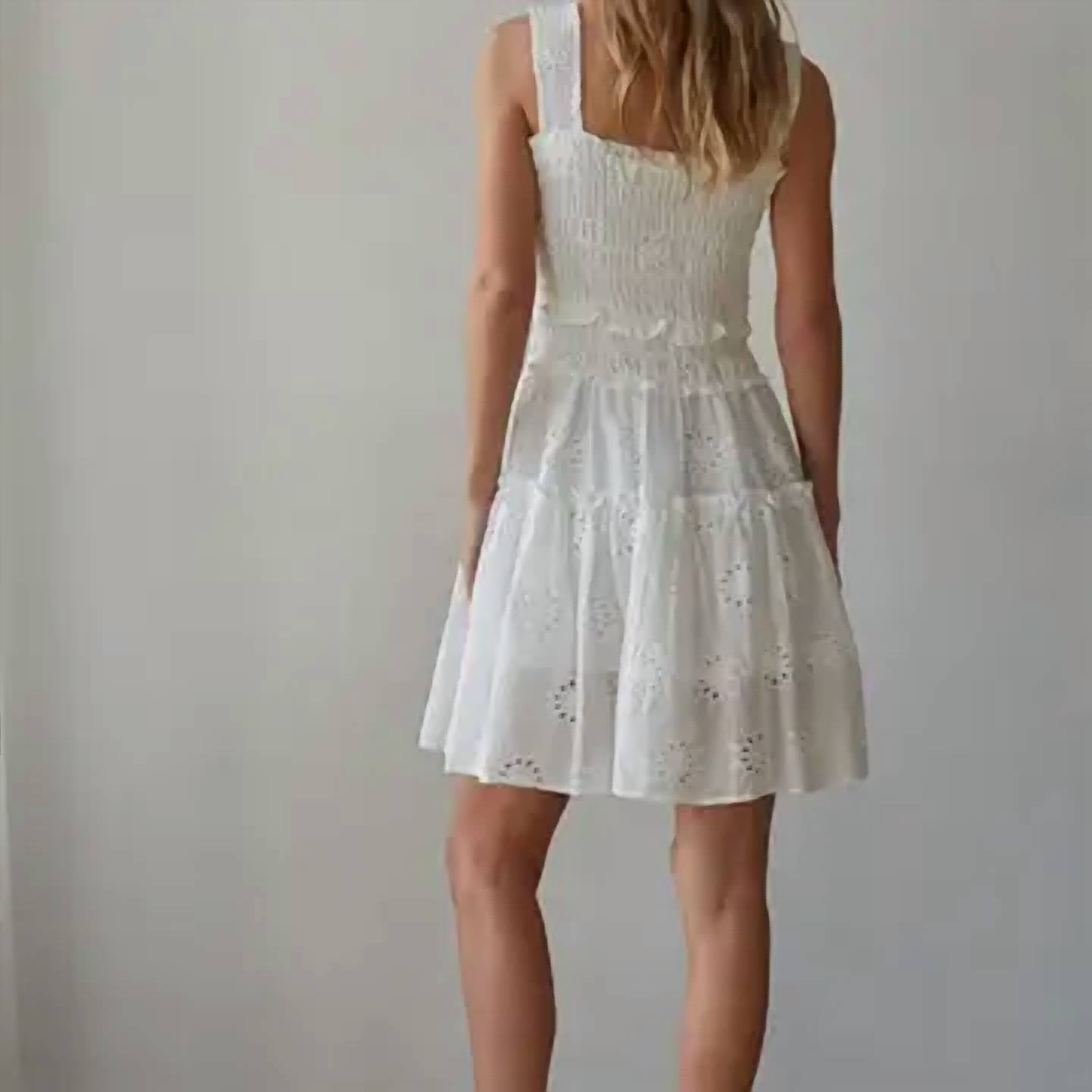 By Together - Alexie Eyelet Smocked Mini Dress