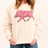 Chelsea Mcshane Art - Pinky Pig Long Sleeve Sweatshirt
