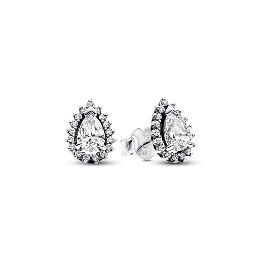 Pandora - Sparkling Pear Halo Stud Earrings