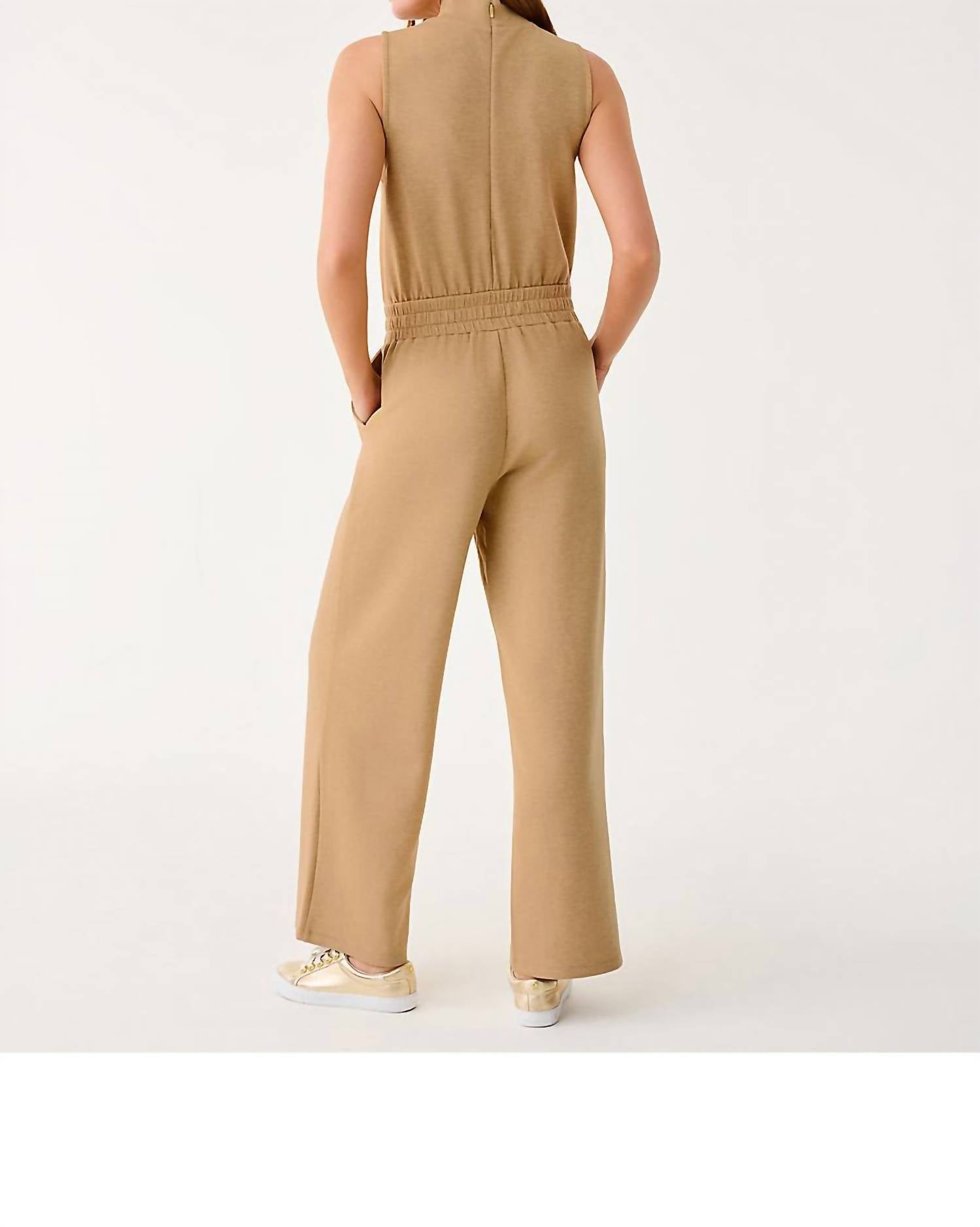 Lilly Pulitzer Amore Upf 50+ Jumpsuit in heathered iced latte - women's pants - detail view