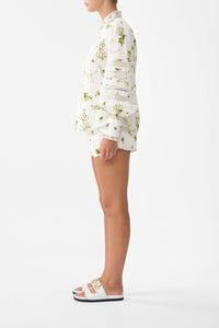 Camilla - Buttoned Collar Blouse With Blouson Sleeve