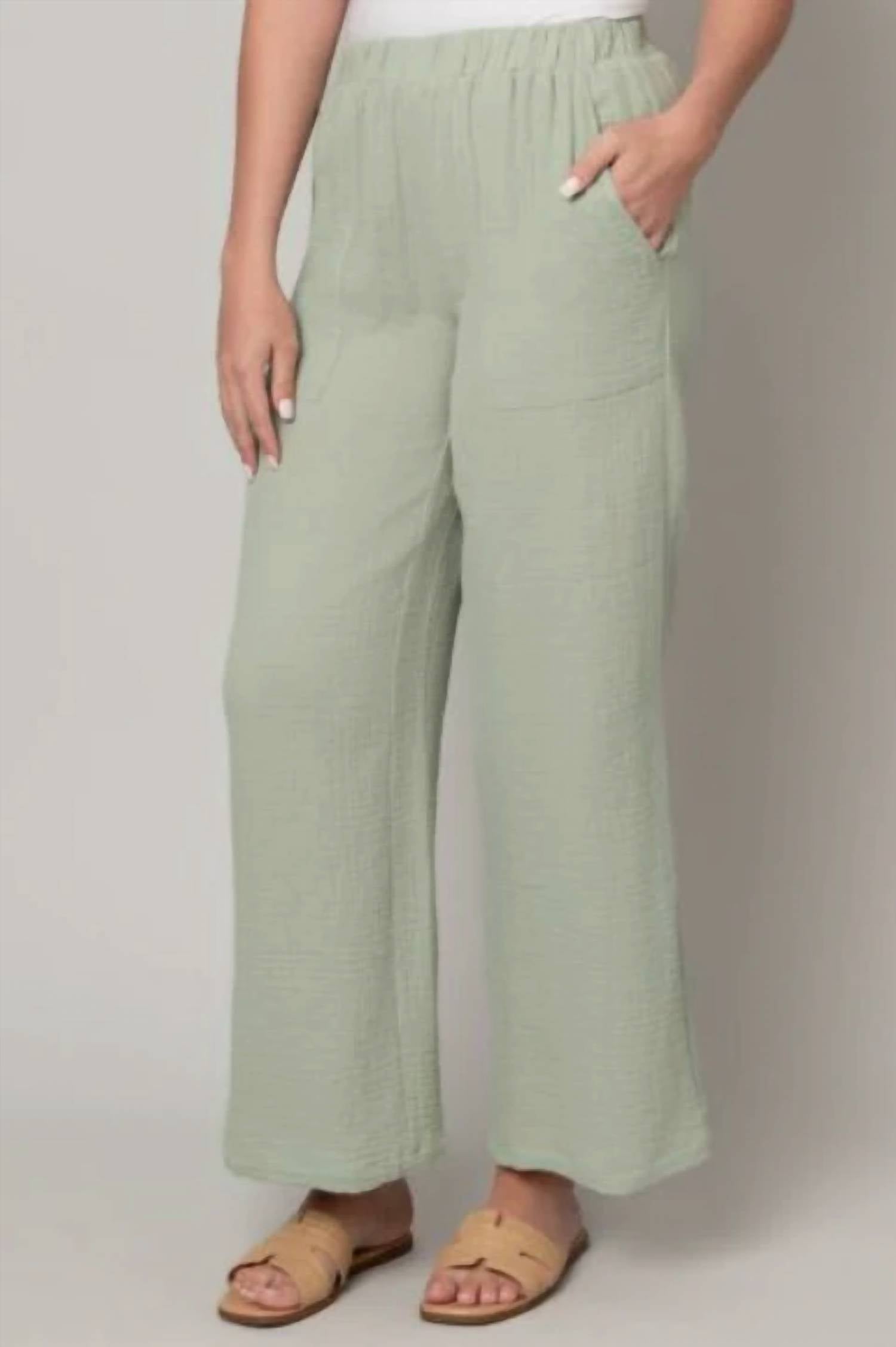Eightyfive - Cotton Gauze Pull Wide Leg Pant
