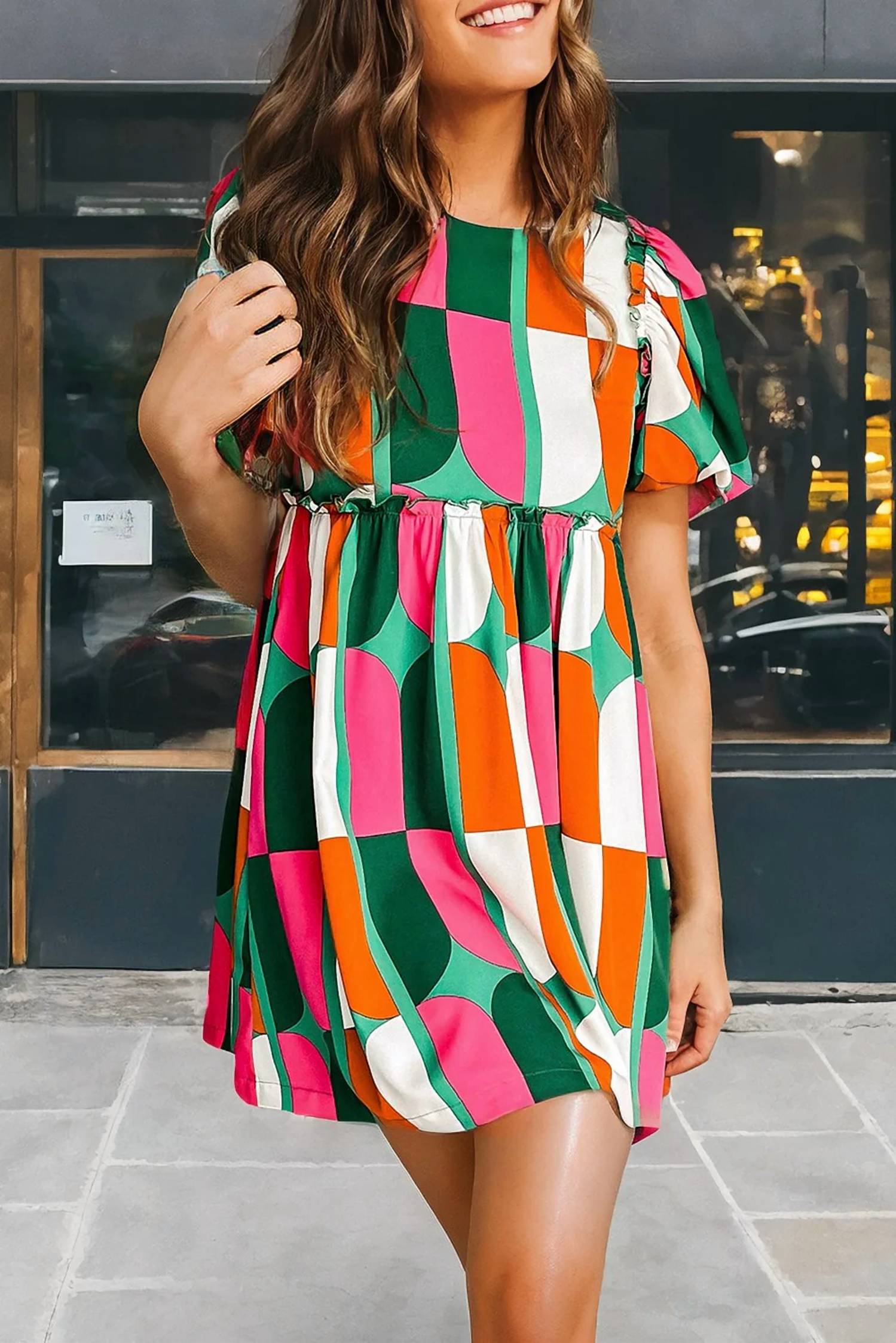 Kentce Fashion - Puff Sleeve Short Dress