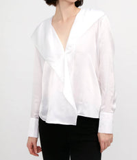 L'Agence - Jaslynn Silk Open Collar Blouse
