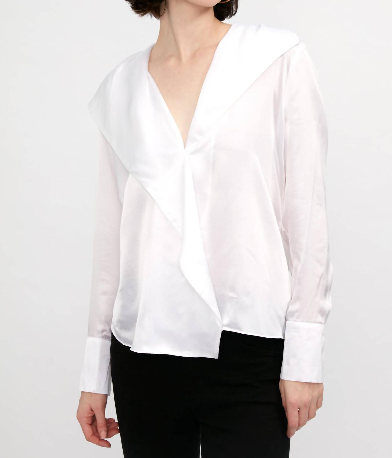 L'Agence - Jaslynn Silk Open Collar Blouse