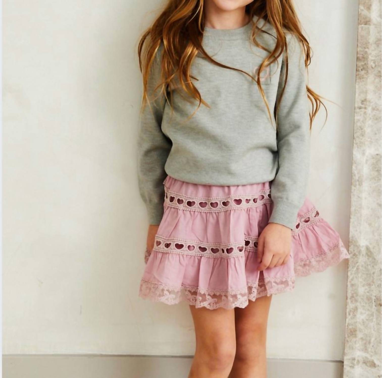 Theme - Sofia Heart Bow Lace Mini Skirt
