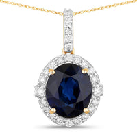 Diana M Jewels Women's Oval Natural Sapphire Pendant Necklace (2.58 Ct) - Signature in 18k yellow gold - women's jewelry