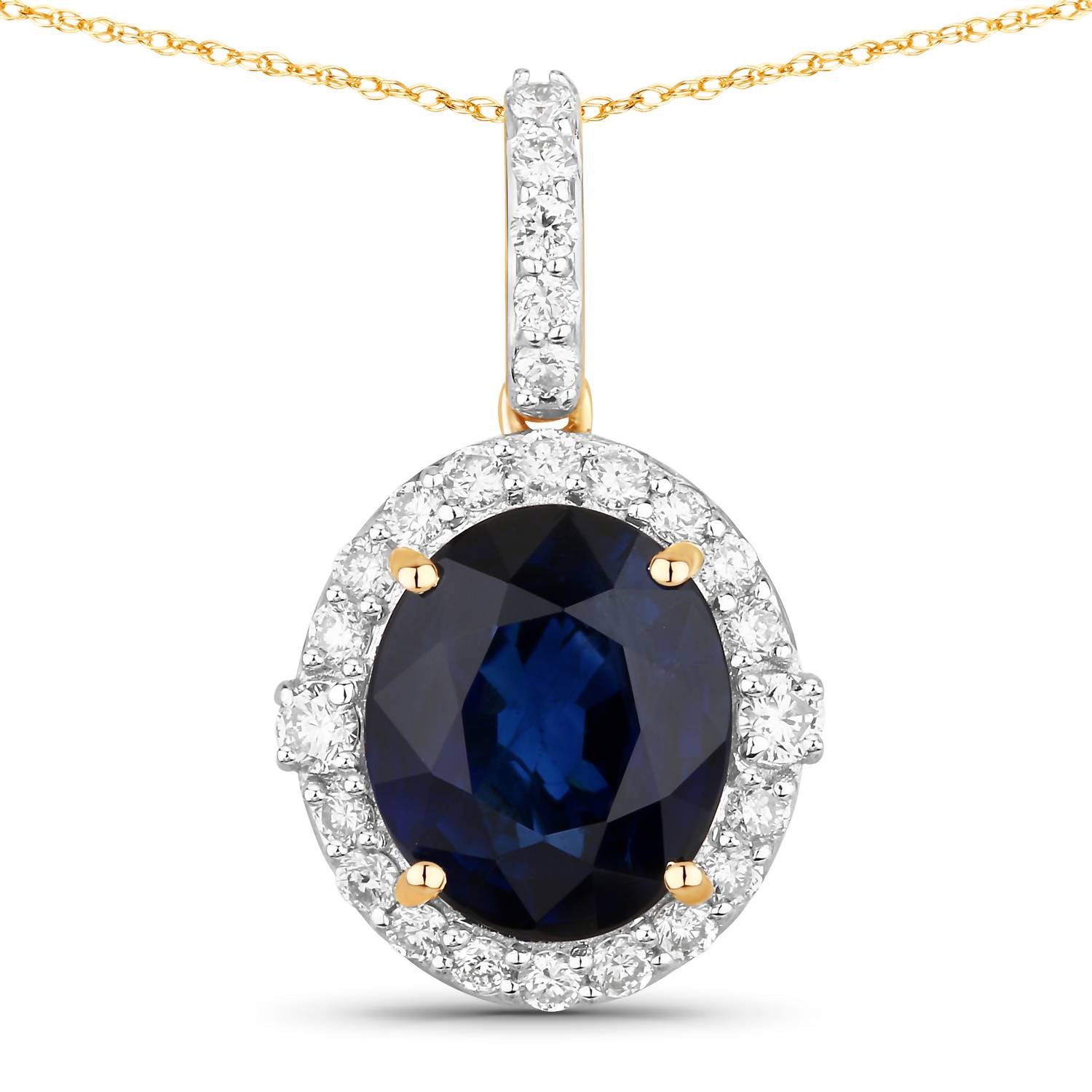 Diana M Jewels Women's Oval Natural Sapphire Pendant Necklace (2.58 Ct) - Signature in 18k yellow gold - women's jewelry