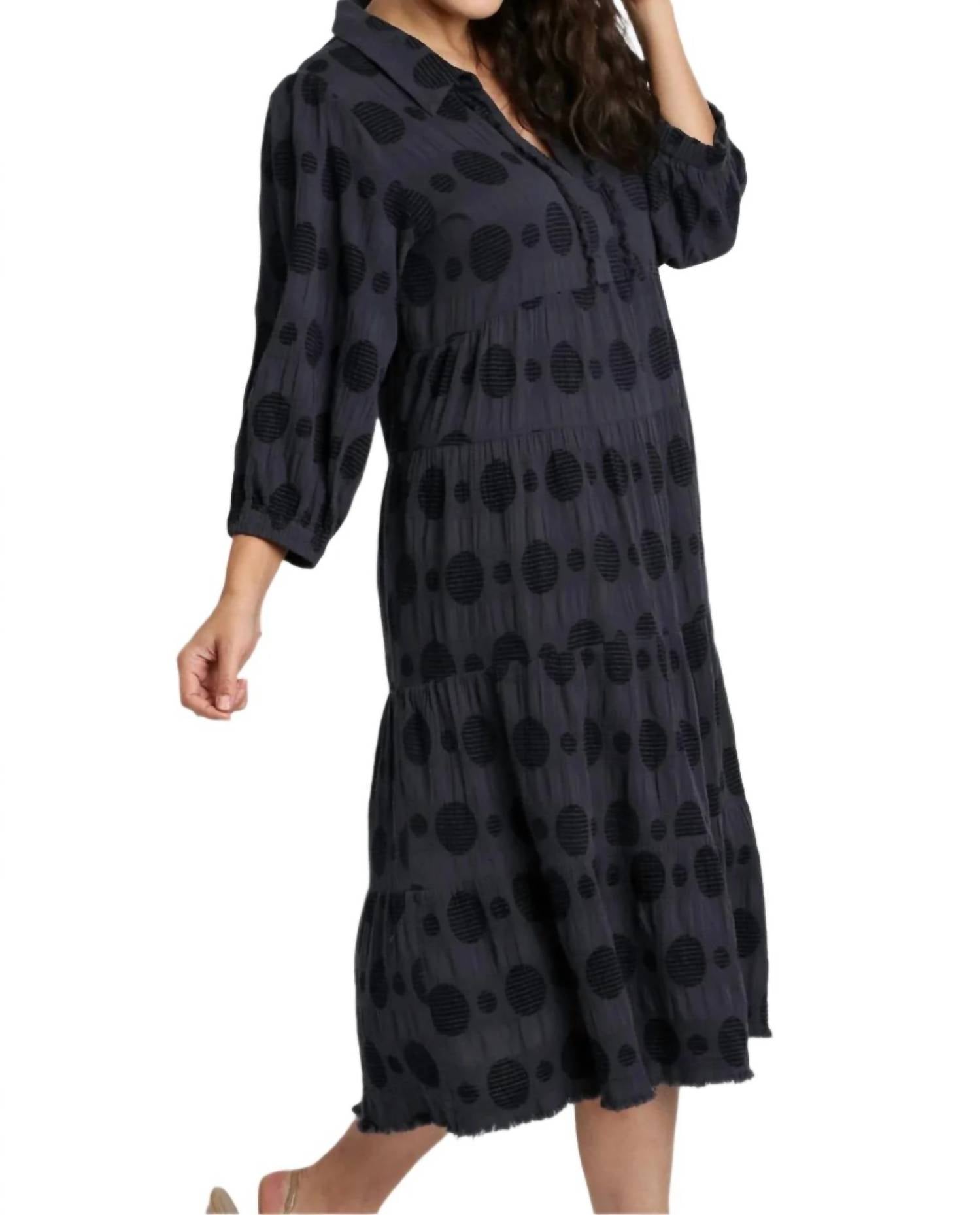 Umgee - Swiss Dot Jacquard Midi Dress