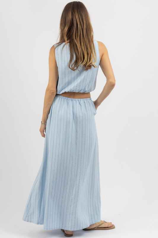 Lalavon - Colbie Bubble Hem Tank And Maxi Skirt Set