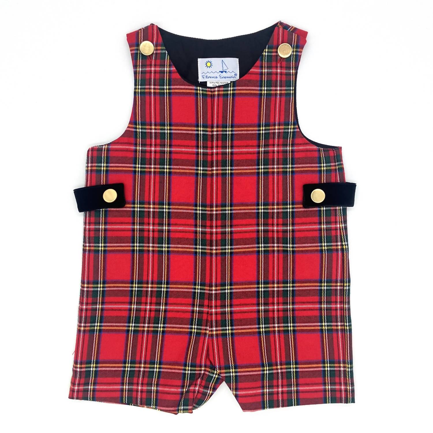 Florence Eiseman Kid's Plaid Shortall Romper in red - kids' item