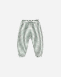 Rylee + Cru Kids' Relaxed Sweatpants in evergreen stripe - kids' joggers - detail view
