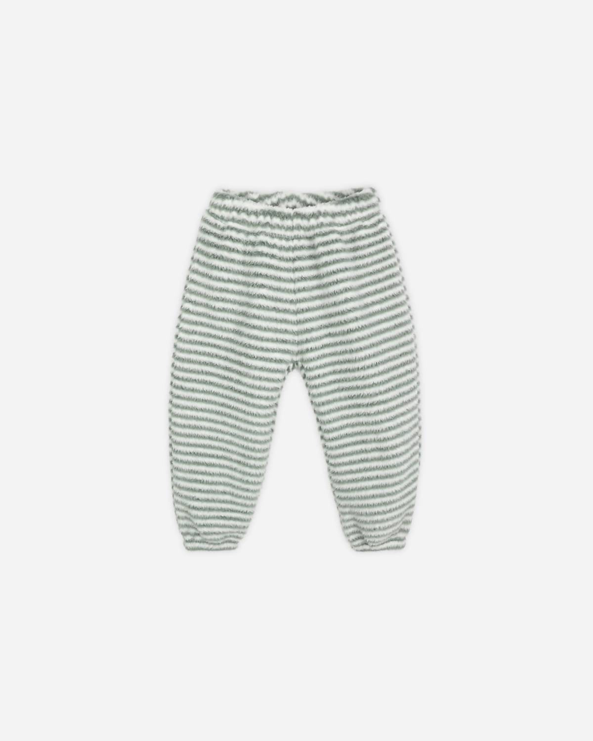 Rylee + Cru Kids' Relaxed Sweatpants in evergreen stripe - kids' joggers - detail view