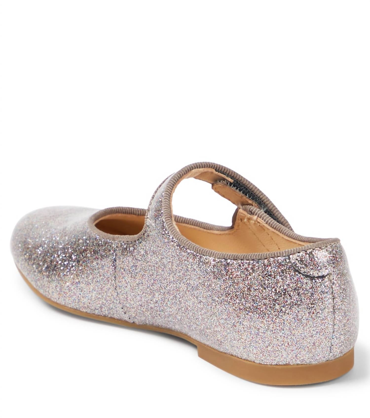Pom d'Api Girl's Daisy Glitter Lisse Mary Jane Shoe in multi silver - kids' shoe - alternate view