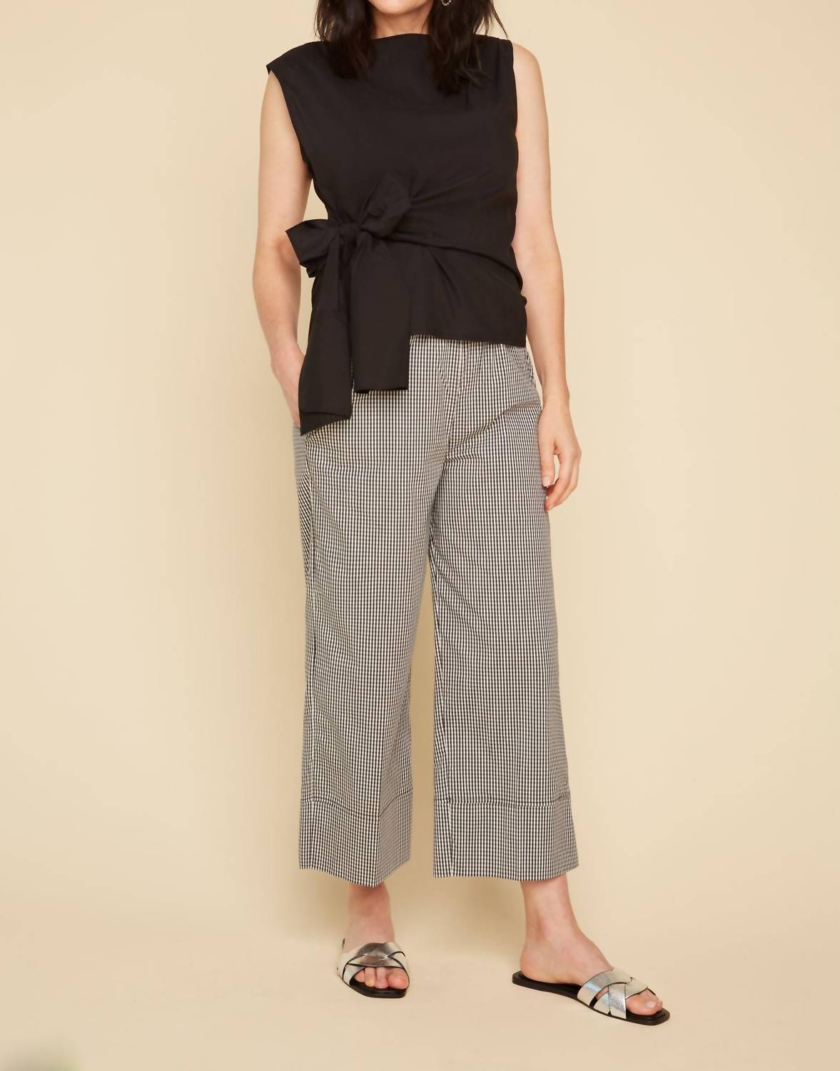 Renuar Look At Me Pant in black white - women's pants - detail view