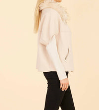 Dolce Cabo - Faux Fur Collar Short Sleeve Cardigan