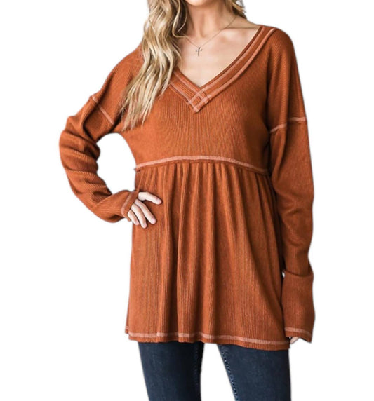 Heimish Usa - Waffle Knit Babydoll Top