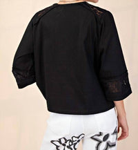 Easel - Let's Go Lace Bow Patch Cotton Jersey Top