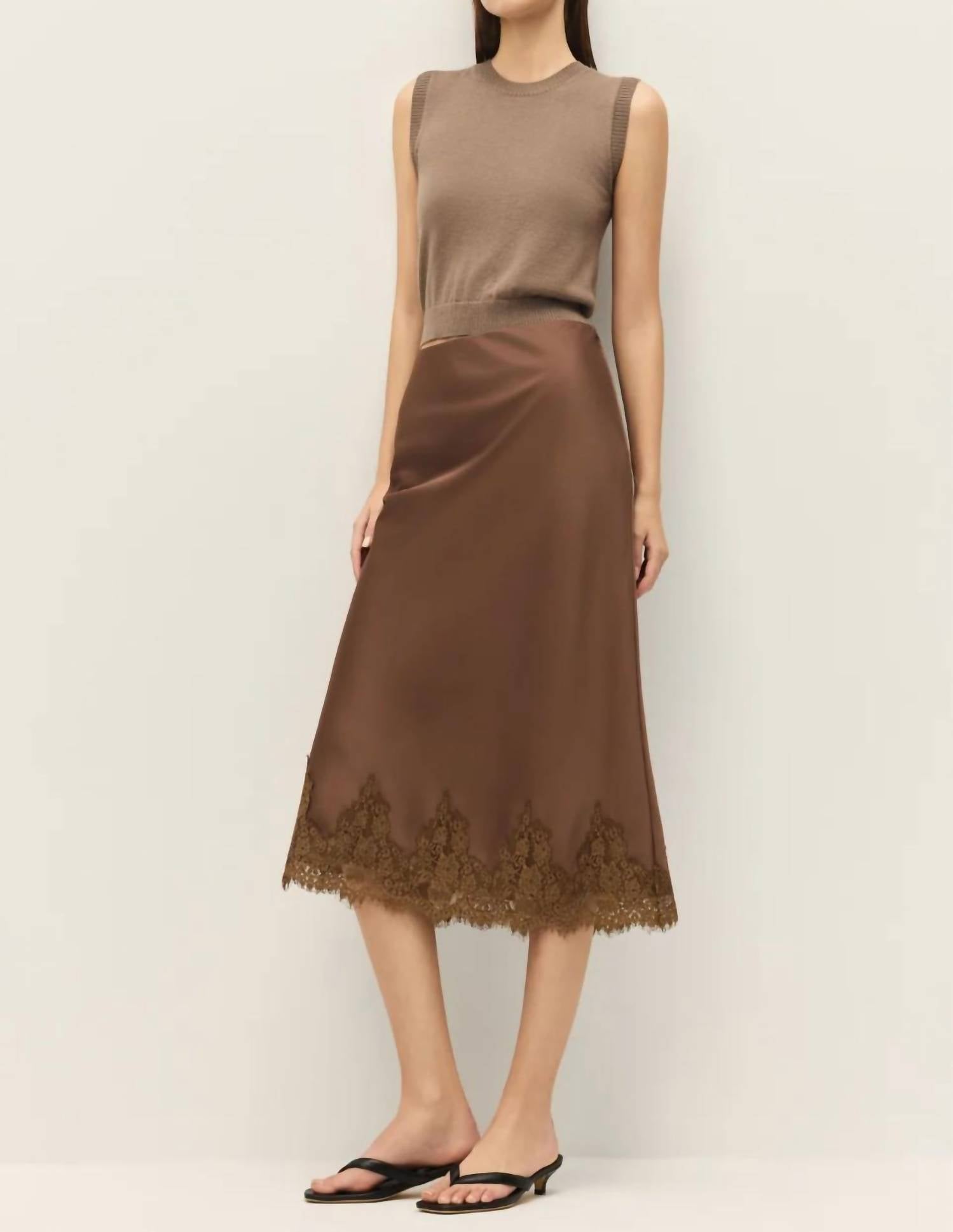 Elodie - Enid Lace Satin Midi Skirt