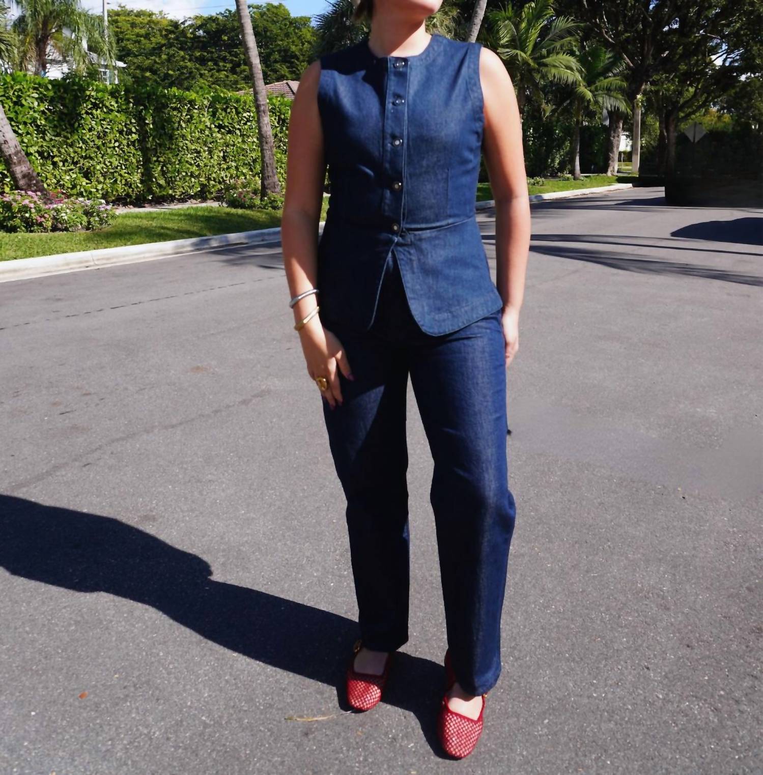 Favorite Daughter Women's The Clocking In Top in top in blue denim - men's shirt - view 5