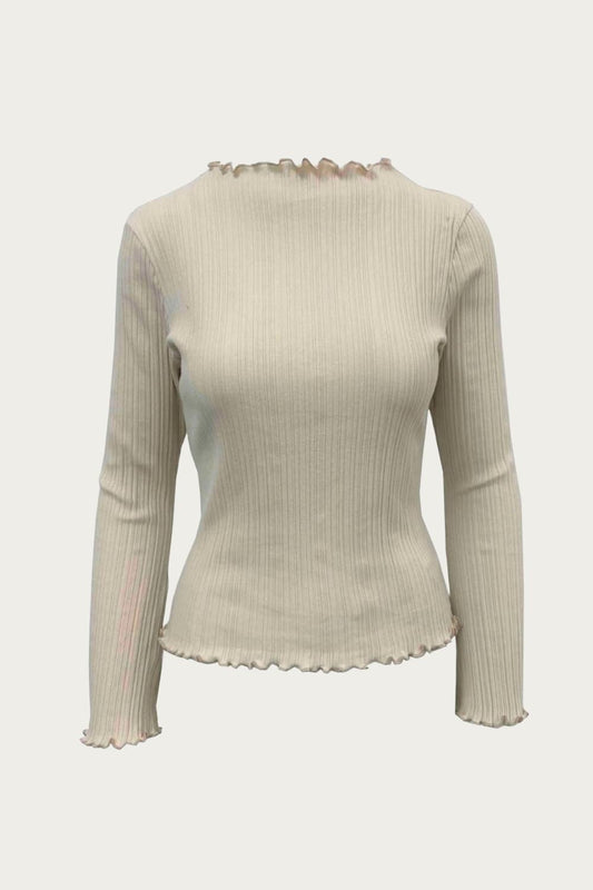 MOCK NECK STRETCH COTTON-JERSEY TOP