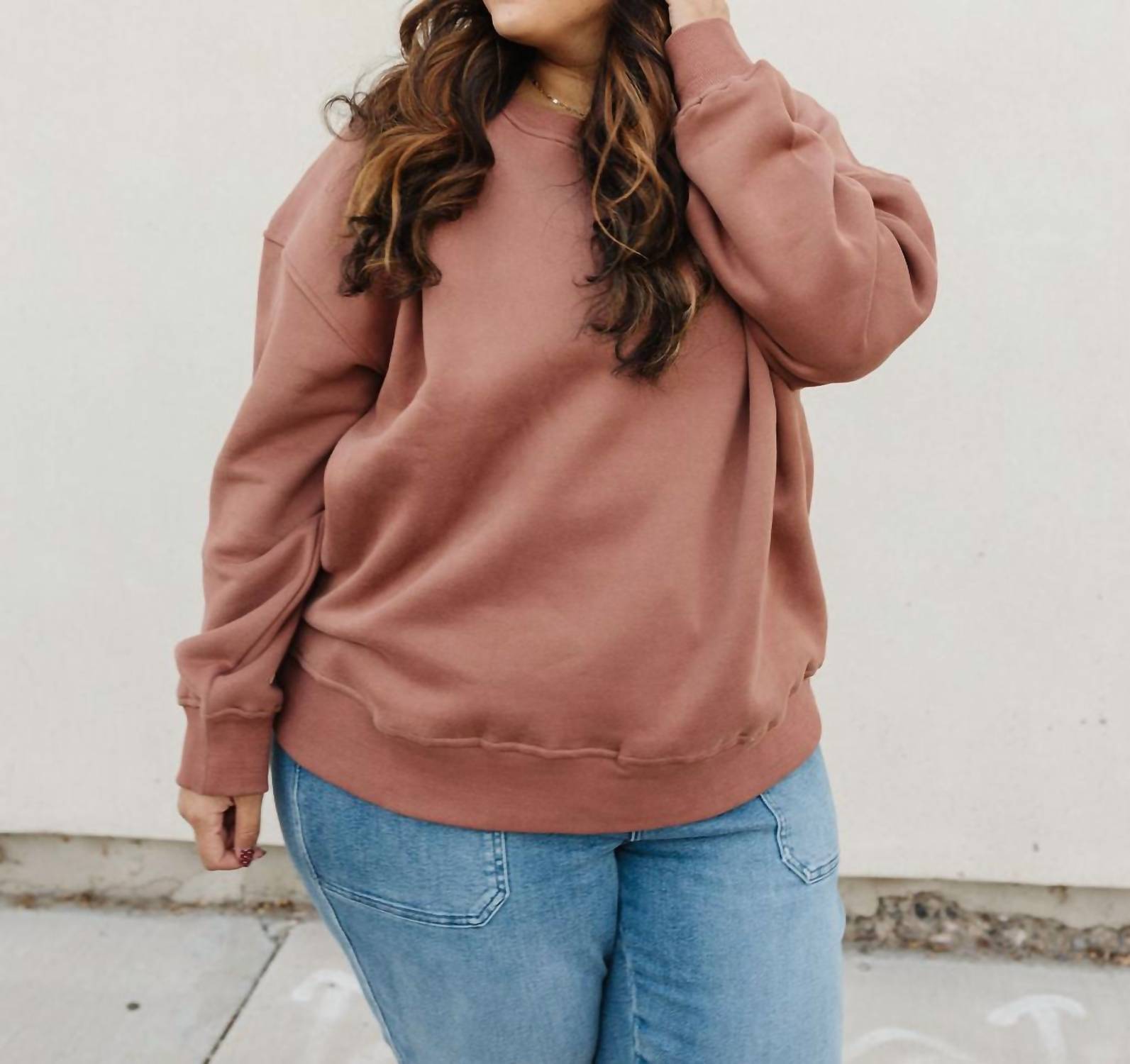 JADE BY JANE Ruth Pullover Top in brown - women's long sleeve top
