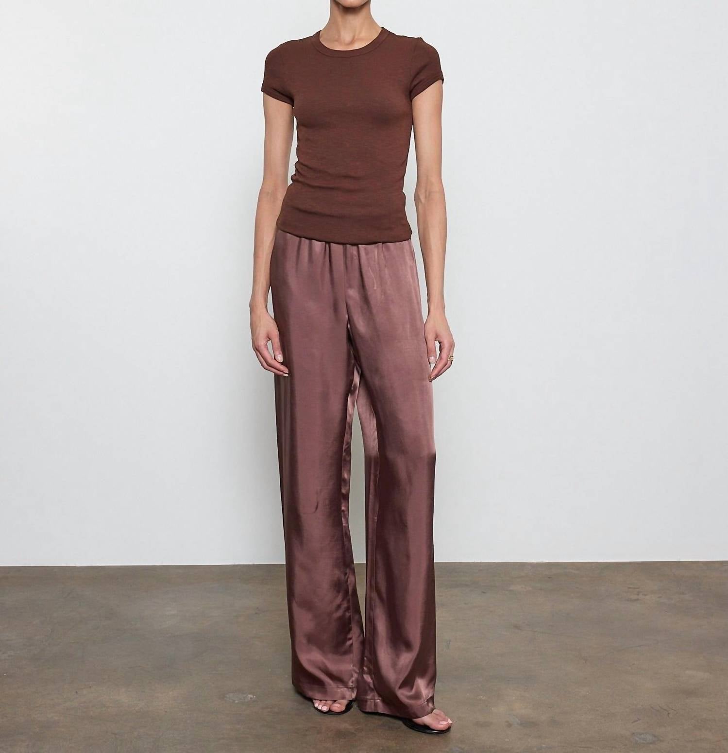 Enza Costa Fluid Twill Pant in chocolate - women's pants